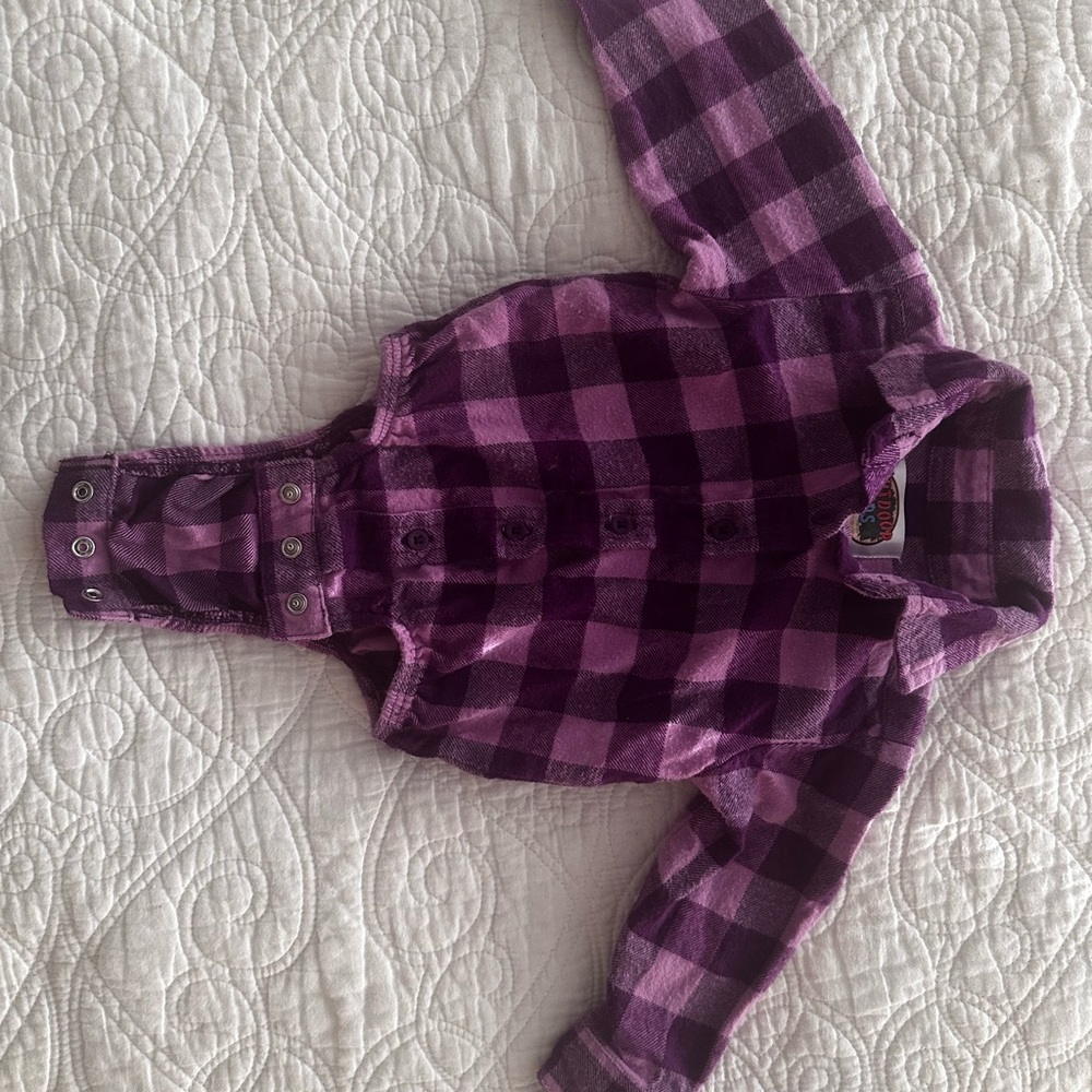 Purple Plaid Kids Onsie Shirt
